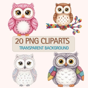 Watercolor Owl Clipart Set: 20 Whimsical Forest Bird PNGs (Digital Download