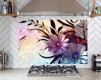 Tempered Glass Stove Backsplash Panel, Stove Back Cover, Kitchen Decor, Stove Top Cover, Kitchen Backsplash Tile, Chopping and Noodle Board