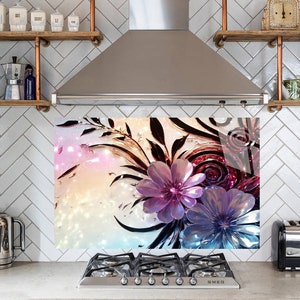 Tempered Glass Stove Backsplash Panel, Stove Back Cover, Kitchen Decor, Stove Top Cover, Kitchen Backsplash Tile, Chopping and Noodle Board