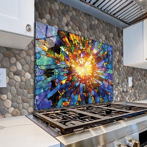 Abstract Glass Stove Backsplash Panel, Stove Back Cover, Flower Kitchen  Wall Decor, Stove Top Cover, Kitchen Backsplash Tile, Chopping Board 