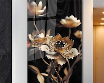 Tempered Glass Wall Art | Floral Wall Decor | Panoramic Wall Art | Abstract Wall Decor | Housewarming Gifts | Home Decor | Gifts For Her