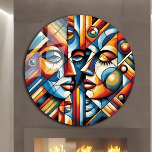 Pablo Picasso Inspired Wall Art, Tempered Glass Wall Art, Glass Printing, Large Glass Wall Art, Wall Hangings, Cubism Wall Art, Modern Glass
