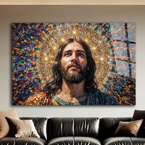Jesus Tempered Glass Wall Art, Christ Wall Art, Jesus of Nazareth, Stained Glass Art, Glass Printing Wall Art Decor, Religious Wall Art Gift