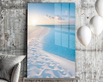 Tempered Glass Wall Art-Panoramic Wall Art-Glass Printing-Extra Large Wall Art-Mega Size Panoramic Print-Ocean Beach Wall Art-Tropical Beach