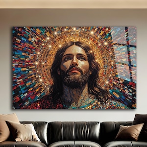 Jesus Tempered Glass Wall Art, Christ Wall Art, Jesus of Nazareth, Stained Glass Art, Glass Printing Wall Art Decor, Religious Wall Art Gift