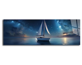 Tempered Glass Wall Art-Panoramic Wall Art-Glass Printing-Extra Large Wall Art-Wall Hangings-Mega Size Panoramic Print-Moon View Wall Art