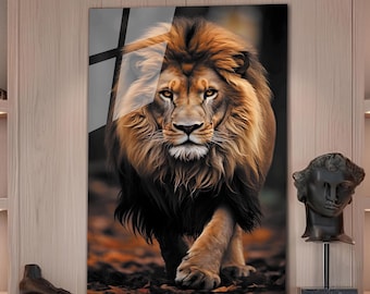 Lion Glass Wall Decor - Home Decor - Wall Decor - Wall Art - Tempered Glass Wall Decor - Glass Printing Art - Extra Large - Modern Design