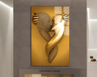 Tempered Glass Wall Art-Wall Decor-Home Decor-Glass Printing-Large Wall Art-Wall Hangings--Sculpture Wall Art Gift-Modern Sculpture Themed