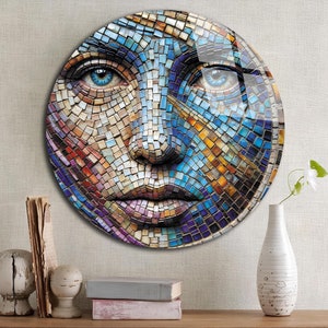 Tempered Glass Wall Art-Stained Round Wall Art Gift-Circle Wall Art-Tempered Glass Art-Glass Wall Decor-Abstract Glass Art-Round Wall Decor