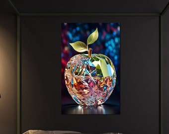 Tempered Glass Wall Art | Apple Wall Art | Panoramic Wall Decor | Abstract Wall Decor | Housewarming Gifts | Gift For Her | Diamond Wall Art