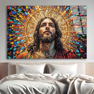 Jesus Tempered Glass Wall Art, Christ Wall Art, Jesus of Nazareth, Stained Glass Art, Glass Printing Wall Art Decor, Religious Wall Art Gift
