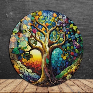 Yggdrasil Stained Glass Art, Tree of Life, Celtic Wall Art, Yggdrasil Wall Art, Norse Mythology Art, Mythology Gift, Stained Glass Print