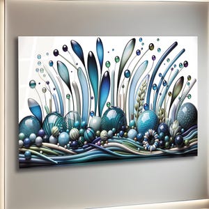 Modern glass wall art, Glass Summer flowers, Contemporary art, Glass panel, Tempered glass, office wall art, glass flowers, glass wall decor
