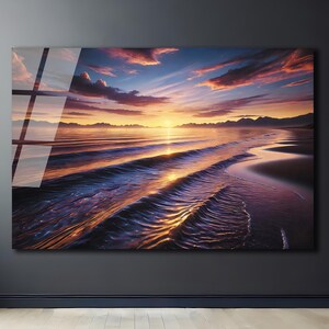 Tempered Glass Wall Art / Ocean Sunset Wall Art / Wall Decor / Large Wall Art / Ocean Sunset Window Decor / Christmas Gift