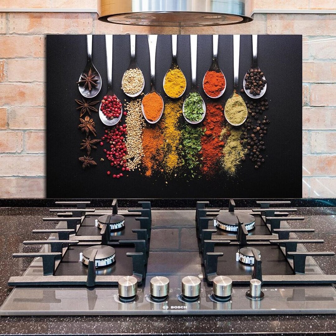 Spices Backsplash Design Tempered Glass Mega Size, Cooker Wall ...