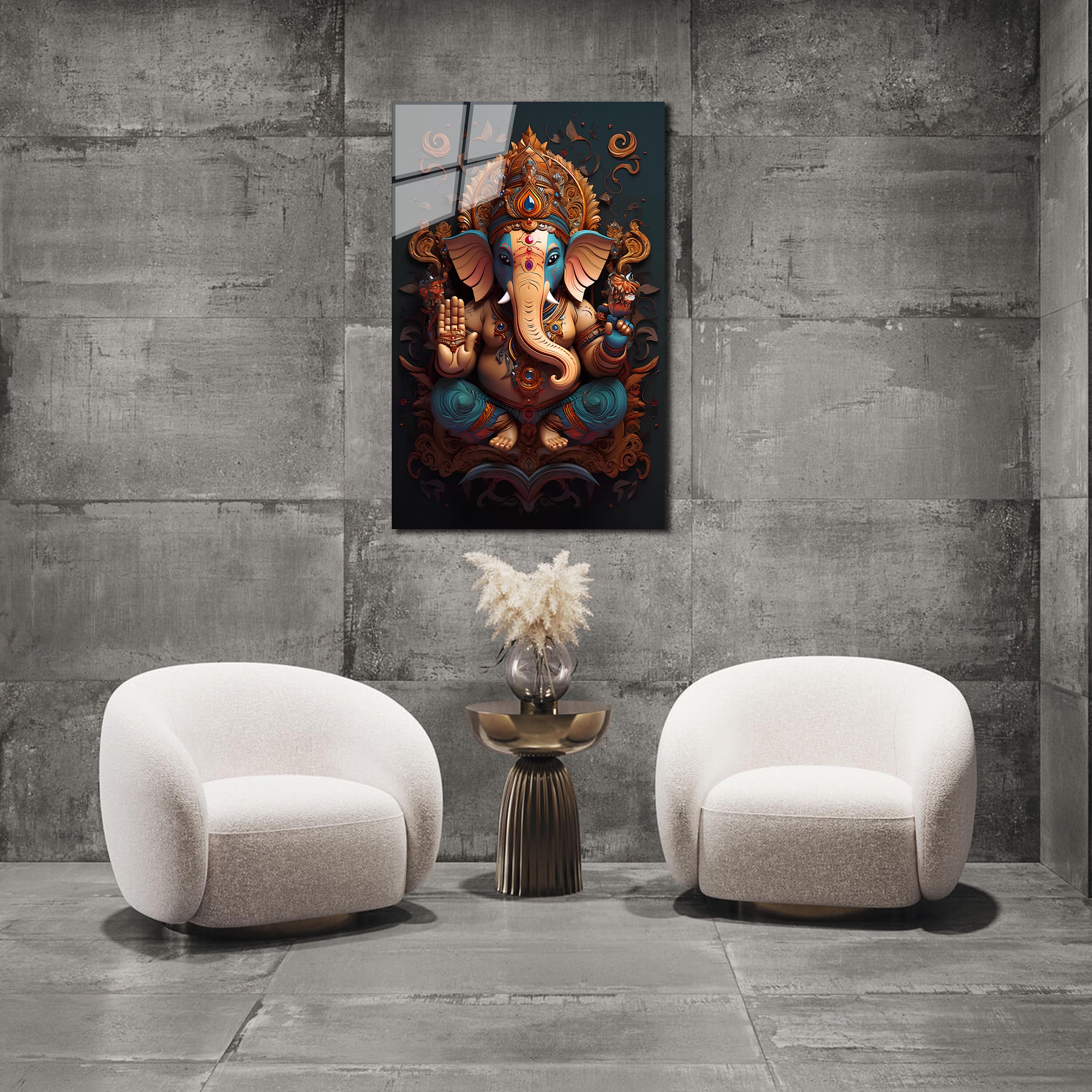 Ganesh Wall Art, Tempered Glass Wall Art, Glass Printing, Extra Large