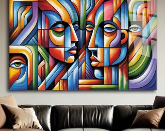 Pablo Picasso Inspired Wall Art, Tempered Glass Wall Art, Glass Printing, Large Glass Wall Art, Wall Hangings,Wall Art, Modern Stained Glass