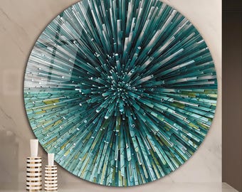 Tempered Glass Wall Art-Stained Look Round Wall Art Gift-Circle Wall Art-Tempered Glass Art-Glass Wall Decor-Abstract Glass Art-Round Decor