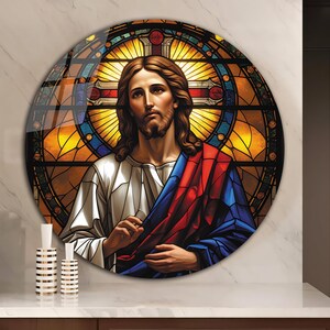 Jesus Tempered Glass Wall Art, Christ Wall Art, Jesus of Nazareth, Stained Glass Art, Glass Printing Wall Art Decor, Religious Wall Art Gift