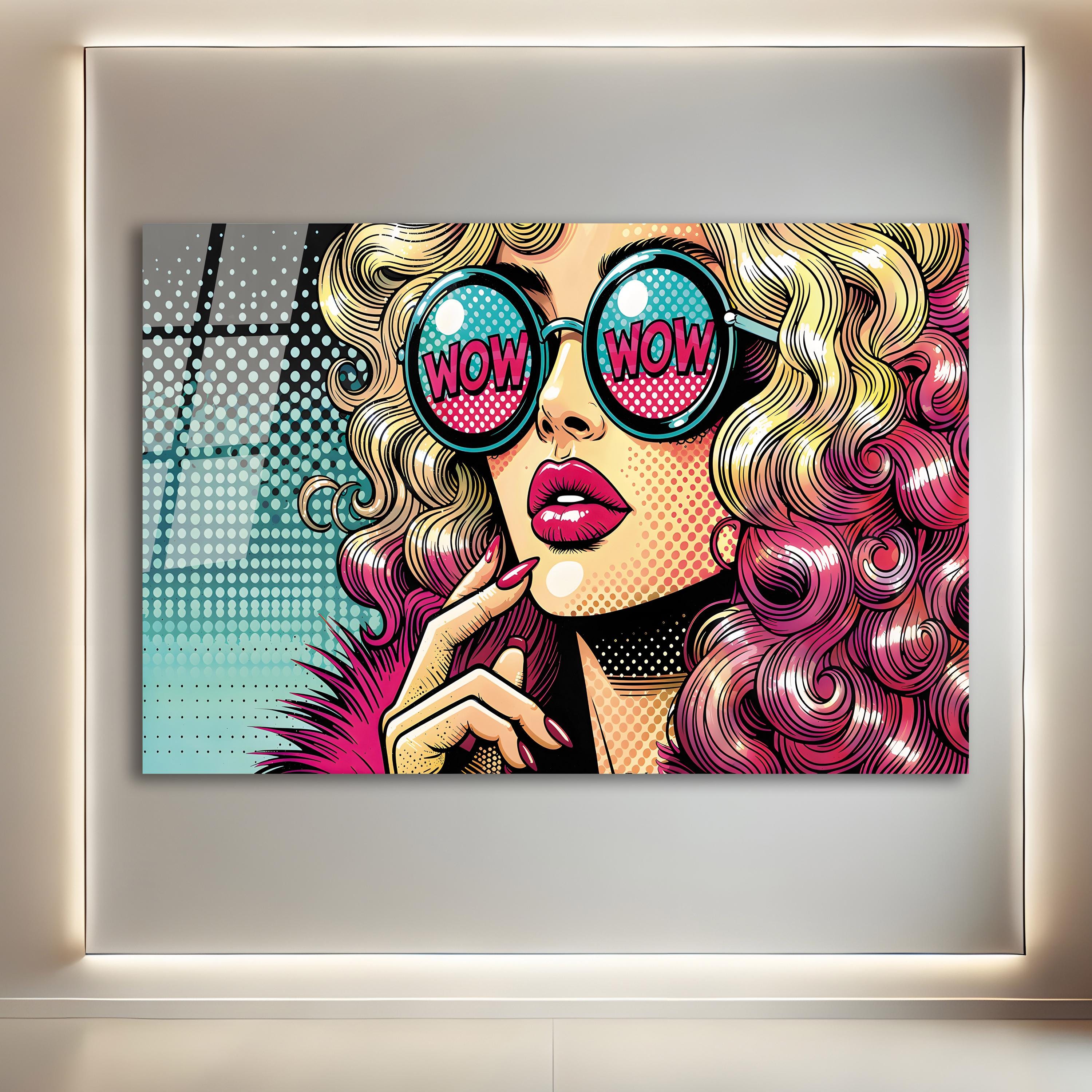 Pop Art Wall Art, Comic Pop Art, Glass Wall Art, Woman WOW, Omg