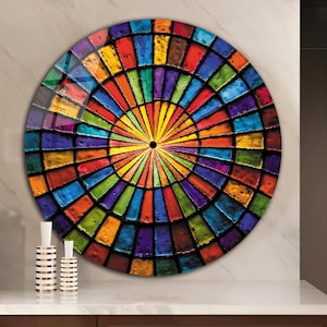 Tempered Glass Wall Art-Stained Look Round Wall Art Gift-Circle Wall Art-Tempered Glass Art-Glass Wall Decor-Abstract Glass Art-Round Decor