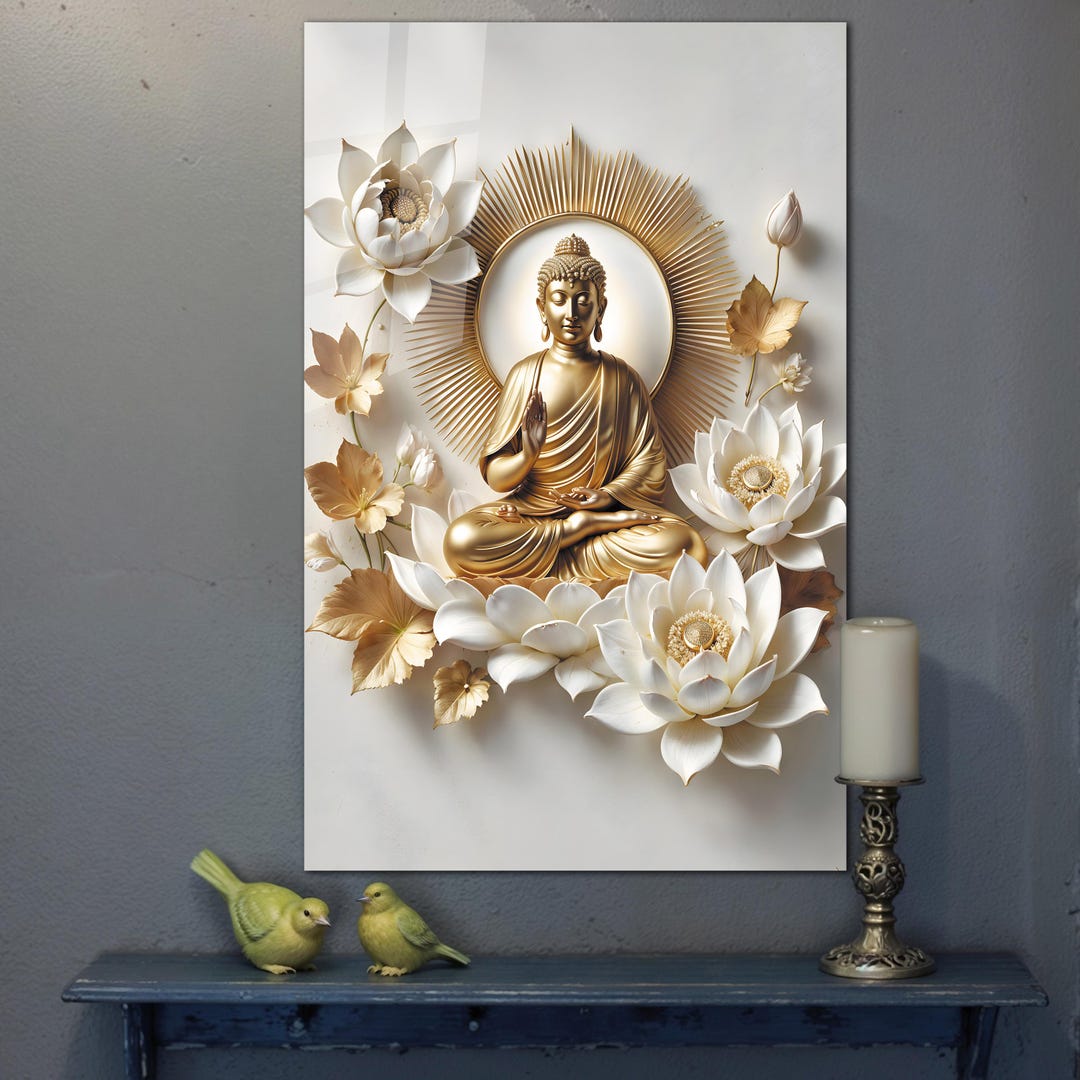 Tempered Glass Wall Art | Lord Buddha Wall Art | Housewarming Gifts ...