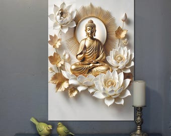 Cuadros de vidrio templado para pared / Cuadros de Buda para pared / Regalos para inauguración de casa / Decoración budista para pared / Regalos para ella / Adornos de pared grandes / Decoración del hogar