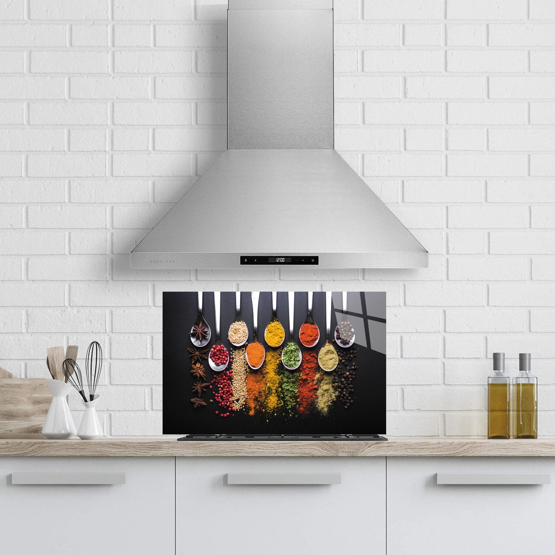 Spices Backsplash Design Tempered Glass Mega Size, Cooker Wall ...