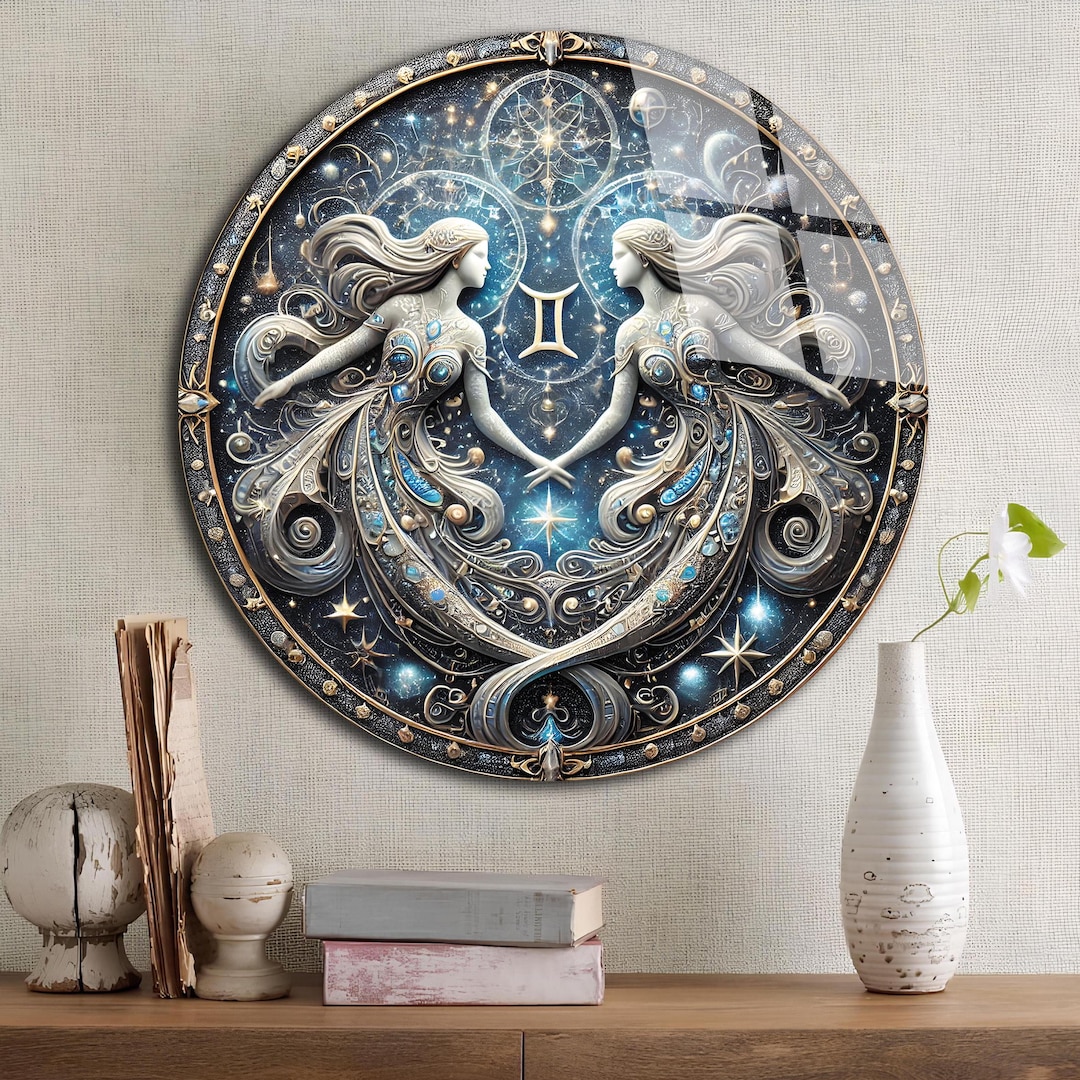 Gemini Zodiac Sign, Horoscope Wall Art, Astrology Wall Art, Tempered ...