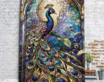 Peacock Tempered Glass Wall Art, Peacock Abstract Wall Art for Living Room Home Decor Gifts for Her Housewarming Gifts Animal Wall Hangings