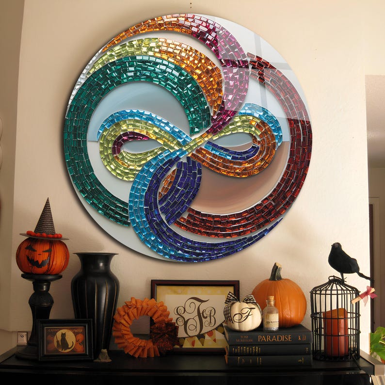 Infinity Symbol Glass Wall Art-round Ancient Mosaic-modern Art-round ...