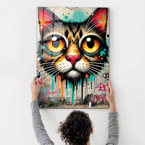 Gato abstracto - Arte mural de vidrio templado - Decoración del hogar - Decoración de pared - Escultura de pared - Diseño de interiores - Regalo de cumpleaños - Arte abstracto