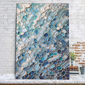 Glass Wall Art Ocean Tempered Glass Art Sea Wave Wall Hanging Blue Water Decor Large Wall Art