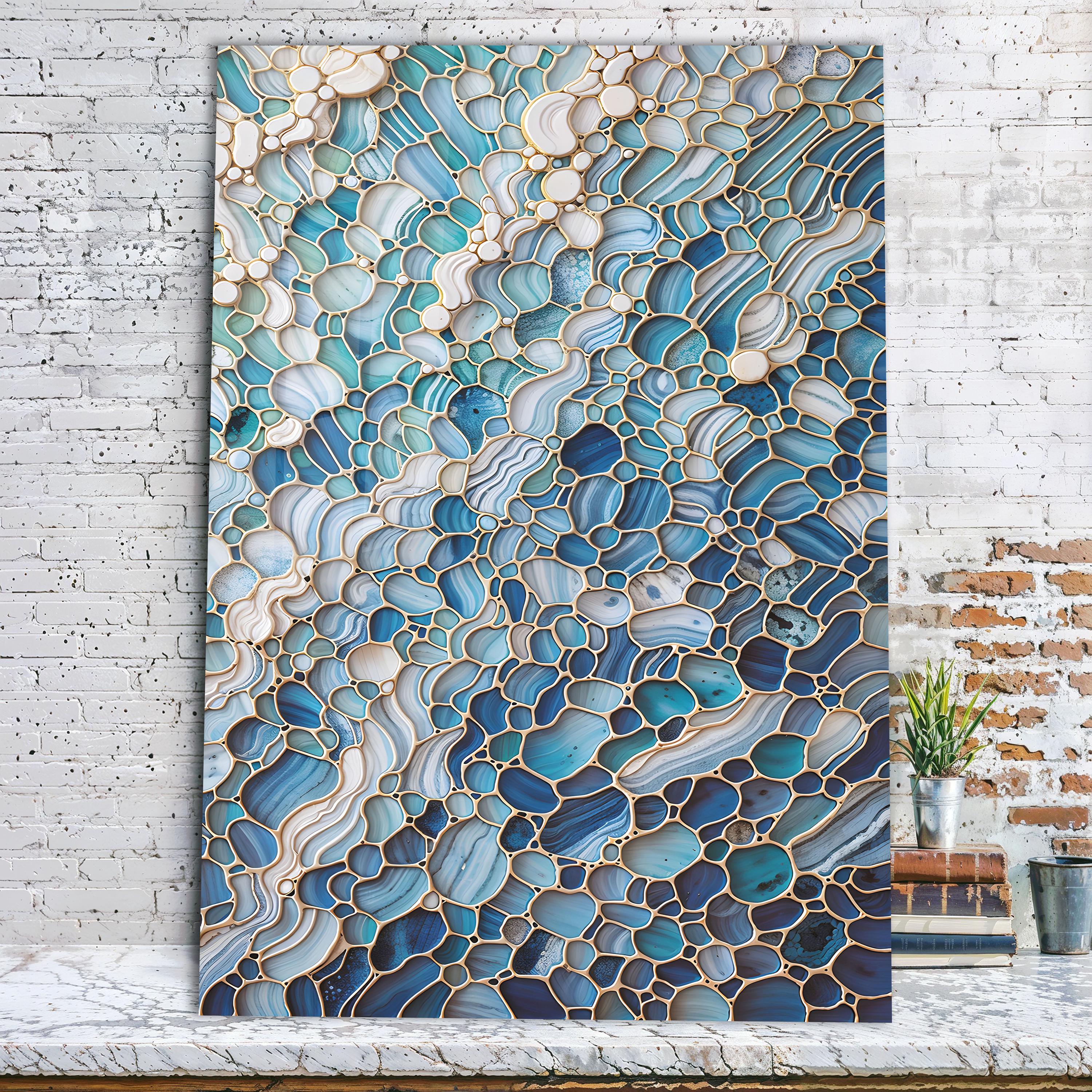 Glass Wall Art Ocean Tempered Glass Art Sea Wave Wall Hanging Blue ...
