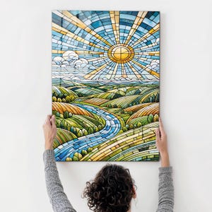 Waterfall Wall Art, Tempered Glass Wall Art, Glass Printing, Large Glass Wall Art, Modern Glass Art, Wall Hangings, Mosaic Look Wall Art