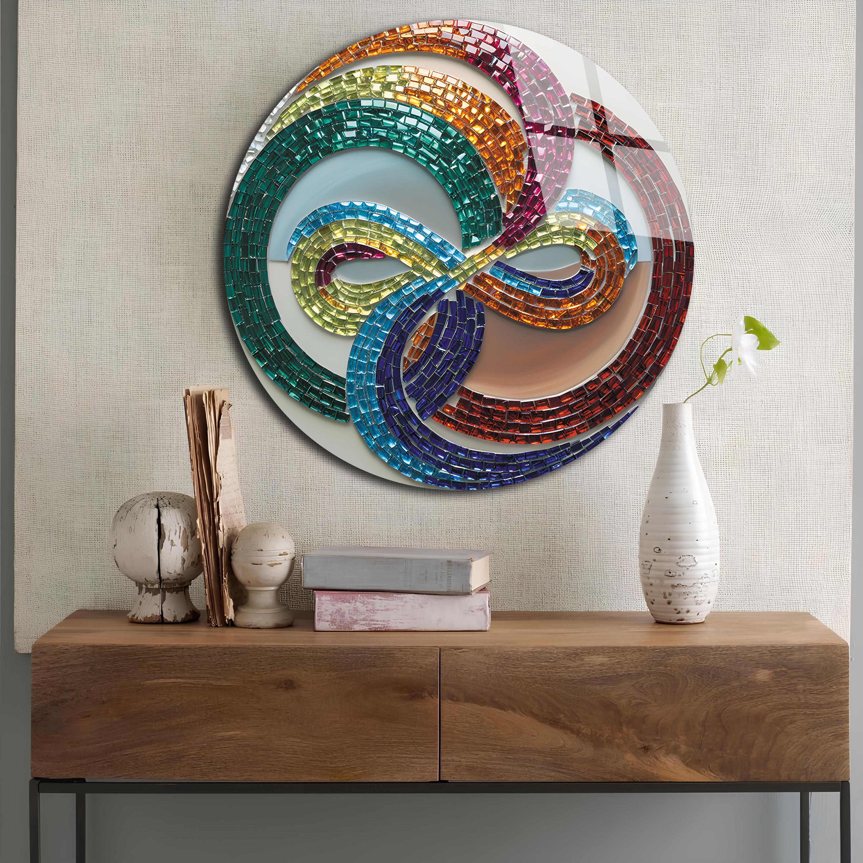 Infinity Symbol Glass Wall Art-round Ancient Mosaic-modern Art-round ...