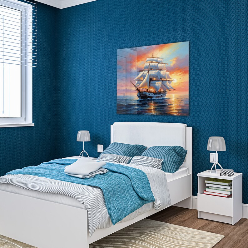 Tempered Glass Wall Art, Pirate Ship Wall Art, Glass Wall Art, Wall