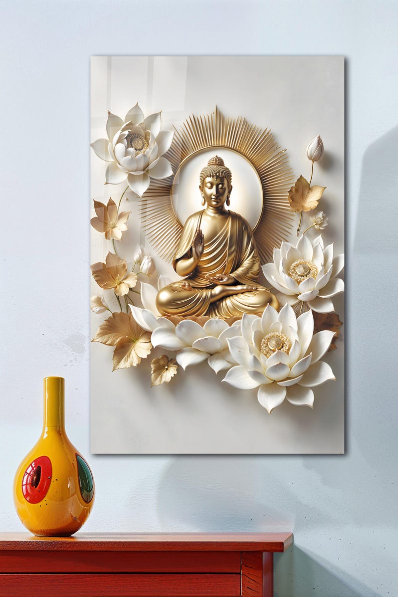 Tempered Glass Wall Art | Lord Buddha Wall Art | Housewarming Gifts ...