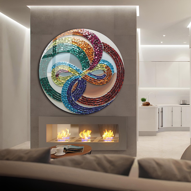 Infinity Symbol Glass Wall Art-round Ancient Mosaic-modern Art-round ...