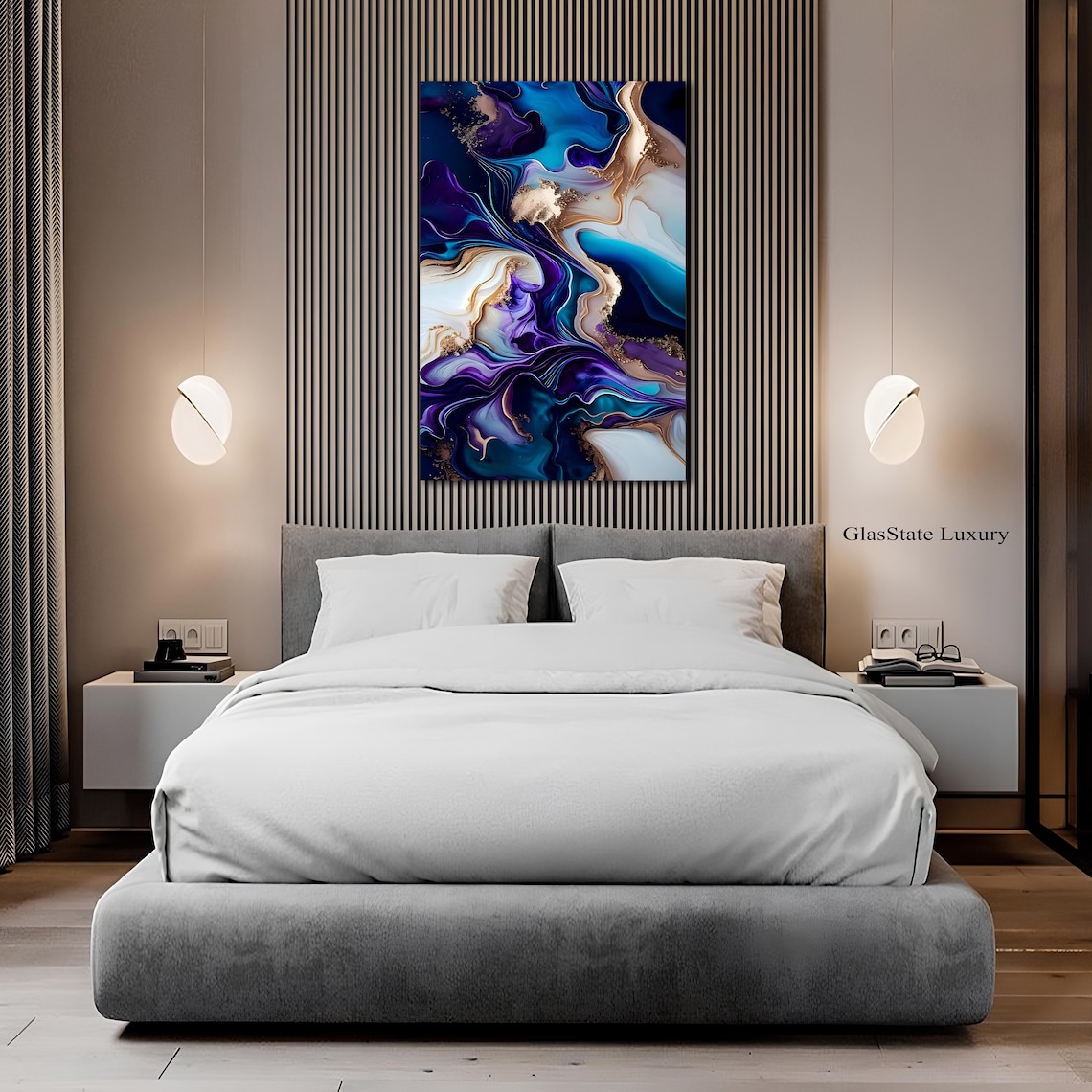 Tempered Glass Wall Art, Extra Large Wall Decor, Living Room Home Decor, Marble Glass Painting ...