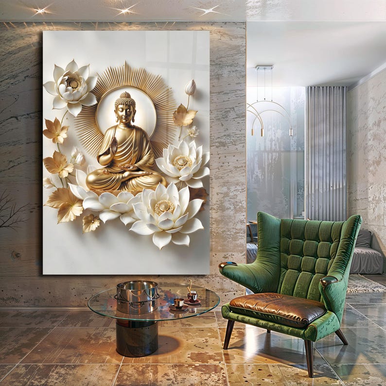 Tempered Glass Wall Art | Lord Buddha Wall Art | Housewarming Gifts ...