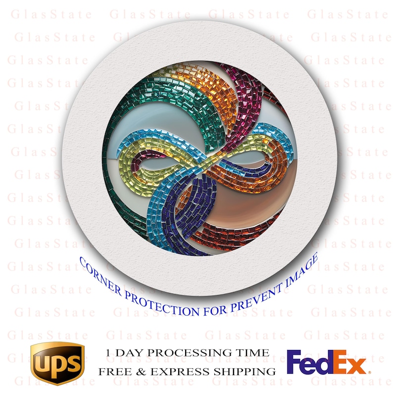 Infinity Symbol Glass Wall Art-round Ancient Mosaic-modern Art-round ...