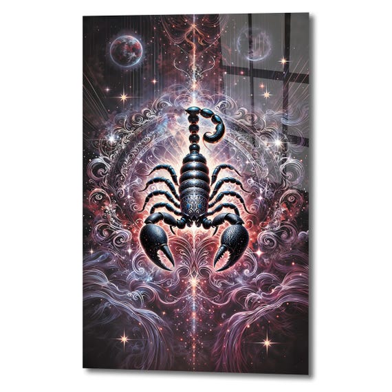 Tempered Glass Wall Art, Scorpio Zodiac Sign, Horoscope Wall Art