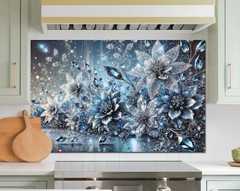 Tempered Glass Stove Backsplash Panel, Stove Back Cover, Kitchen Decor, Stove Top Cover, Kitchen Backsplash Tile, Chopping and Noodle Board