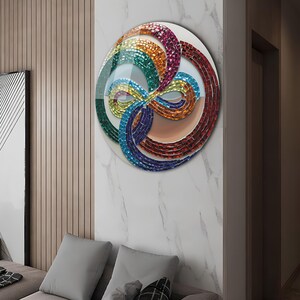 Infinity Symbol Glass Wall Art-round Ancient Mosaic-modern Art-round ...