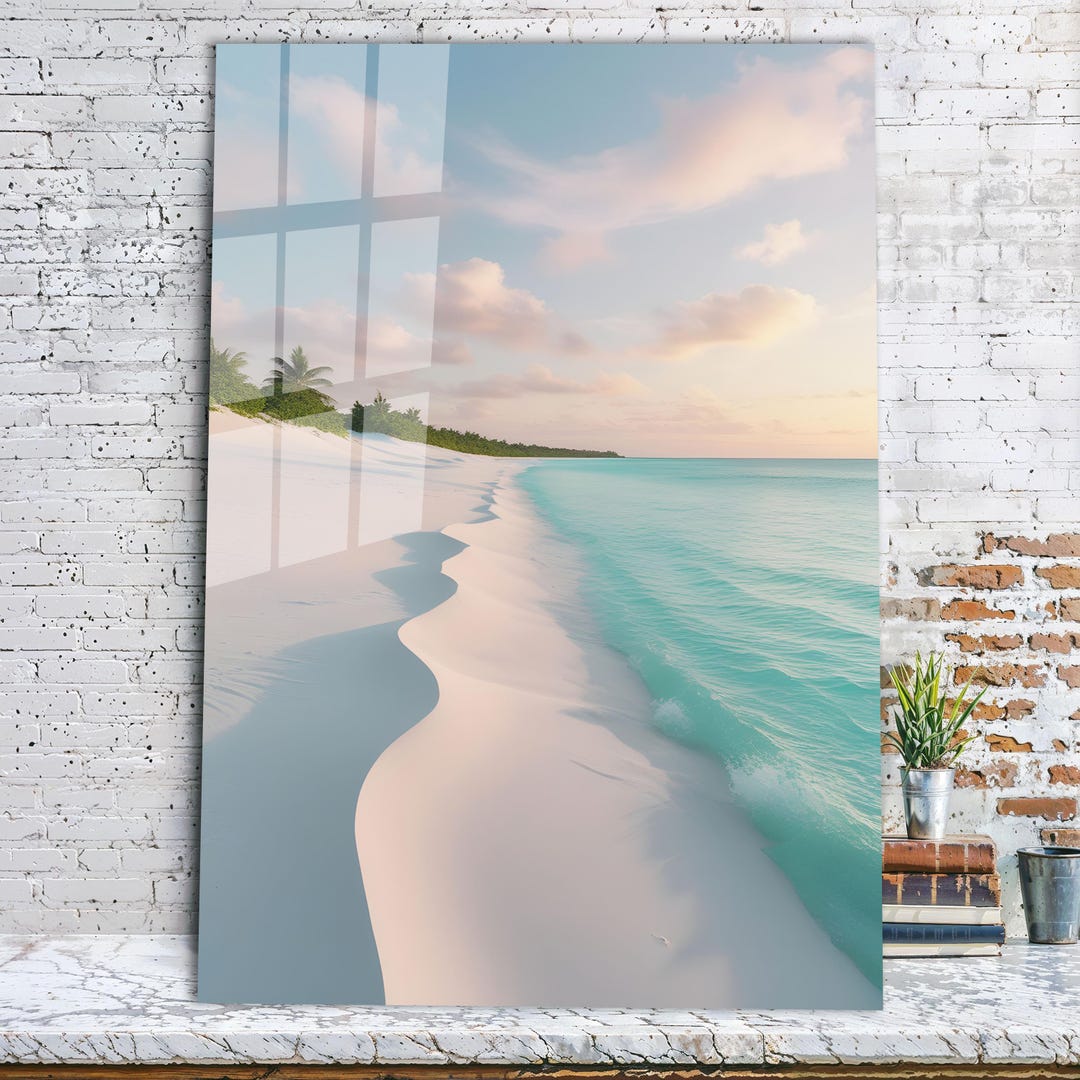 Tempered Glass Beach Wall Art, Extra Large Panoramic Print - Etsy