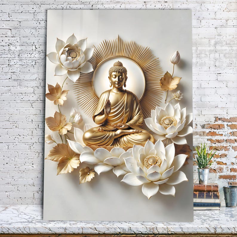 Tempered Glass Wall Art | Lord Buddha Wall Art | Housewarming Gifts ...