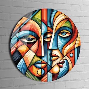 Pablo Picasso Inspired Wall Art, Tempered Glass Wall Art, Glass Printing, Large Glass Wall Art, Wall Hangings, Cubism Wall Art, Modern Glass
