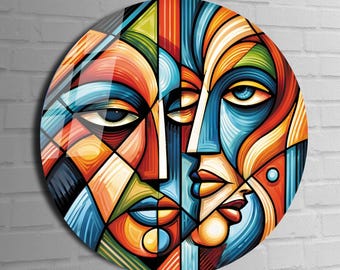Pablo Picasso Inspired Wall Art, Tempered Glass Wall Art, Glass Printing, Large Glass Wall Art, Wall Hangings, Cubism Wall Art, Modern Glass