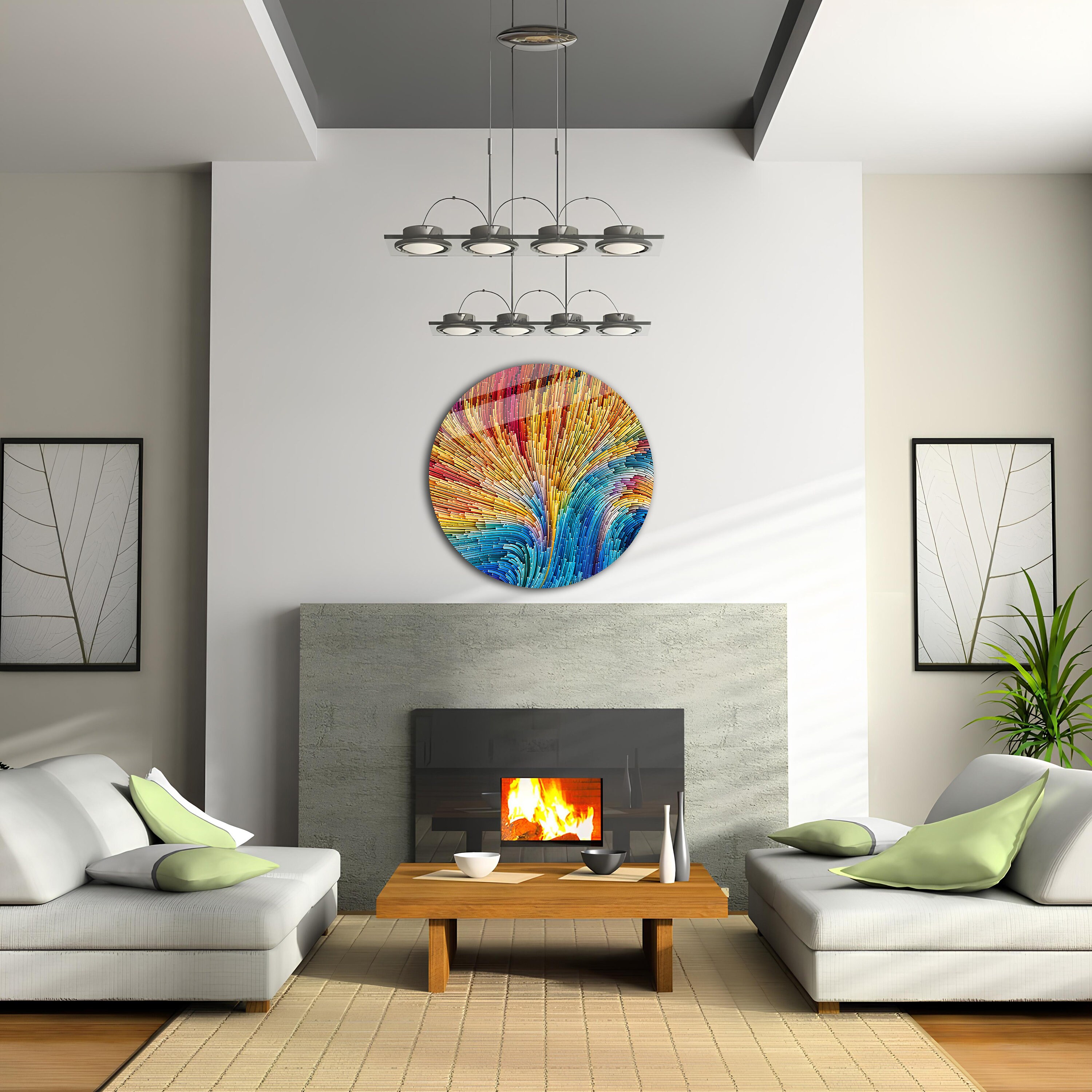 Tempered Glass Wall Art-abstract Round Wall Art Gift-abstract Wall Art ...